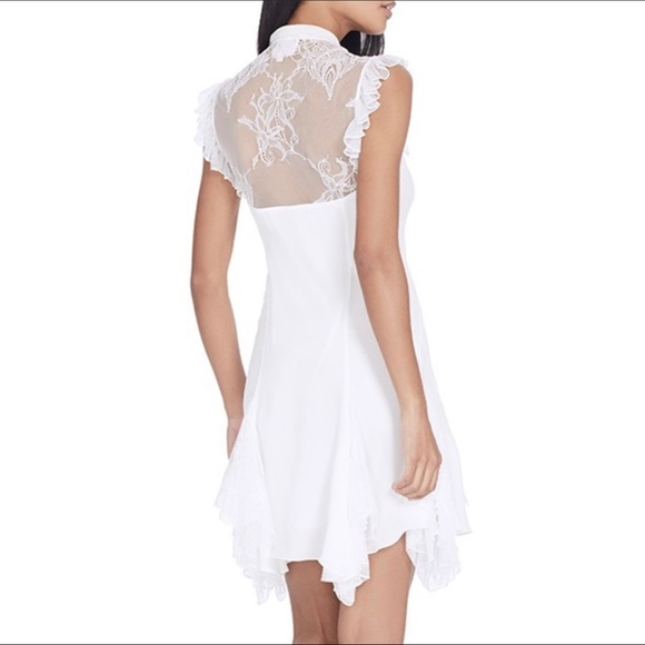 Cinq a Sept Silk Mini Lace Ruffle White Dress - Picture 2 of 13
